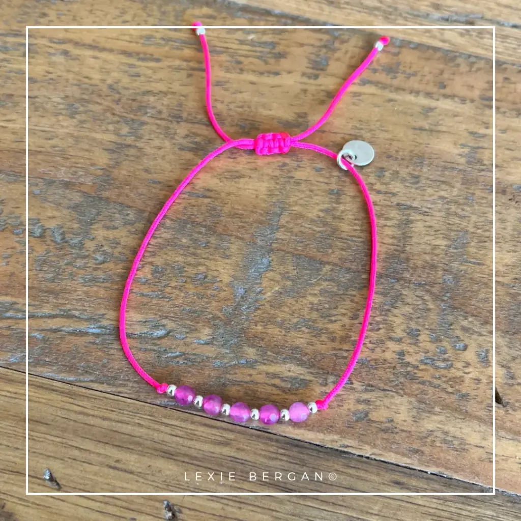 Bracelet cordon rose fluo perlarosa