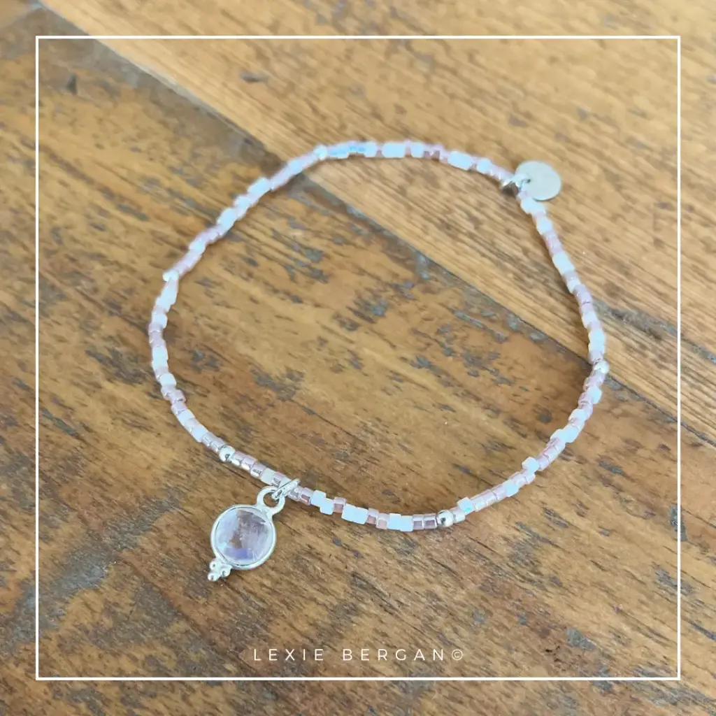 Bracelet Elastique Perlarosa et Pierre de Lune
