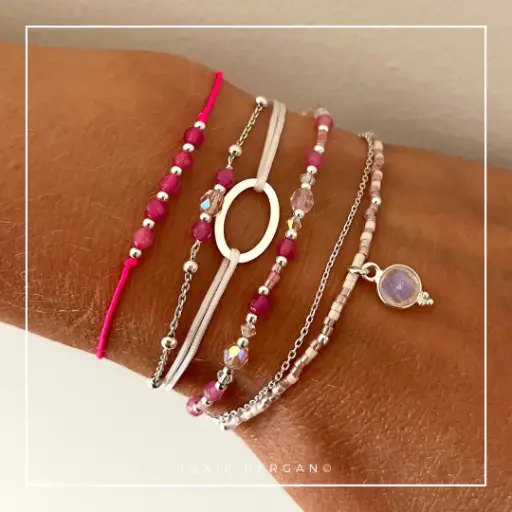 [BRCOPEARG925] Bracelets composition Perlarosa